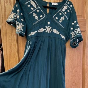 In Bloom boutique forest green maxi dress